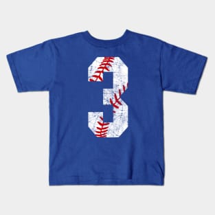 Vintage #3 Baseball Laces Baseball Mom Jersey Love Baseball 3rd Birthday T-shirt Kids T-Shirt